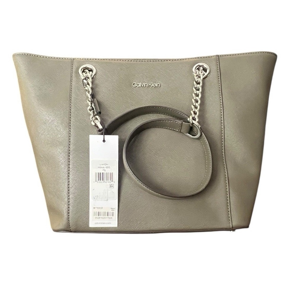 CALVIN KLEIN Hayden Saffiano Leather Large Tote Army‎ Green